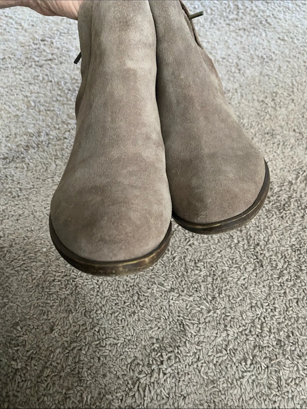 Lucky Brand Taupe Suede Ankle Booties Size 7.5